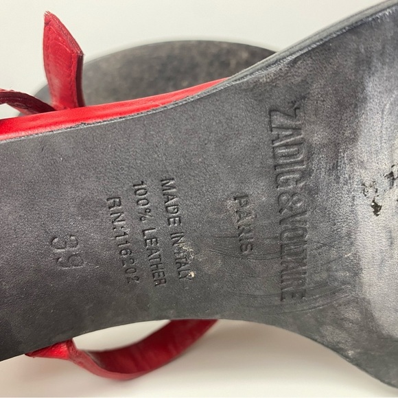 ZADIG & VOLTAIRE May Spikes Red Leather Heel Sandals - Picture 10 of 16